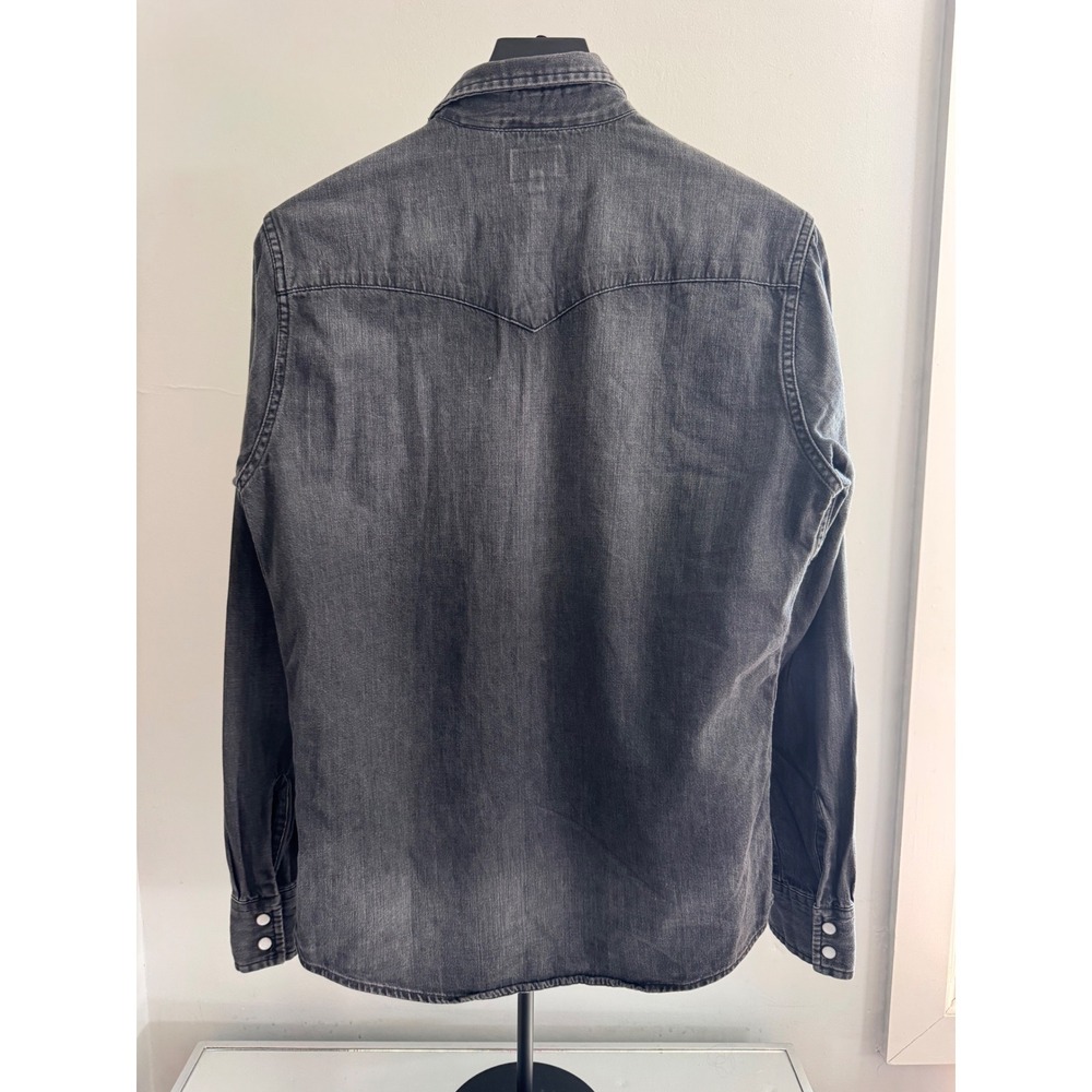 VTG Levis Mens Barstow Western Denim Shirt Black Gray Pearl Snap LS Sz Small - Picture 3 of 9